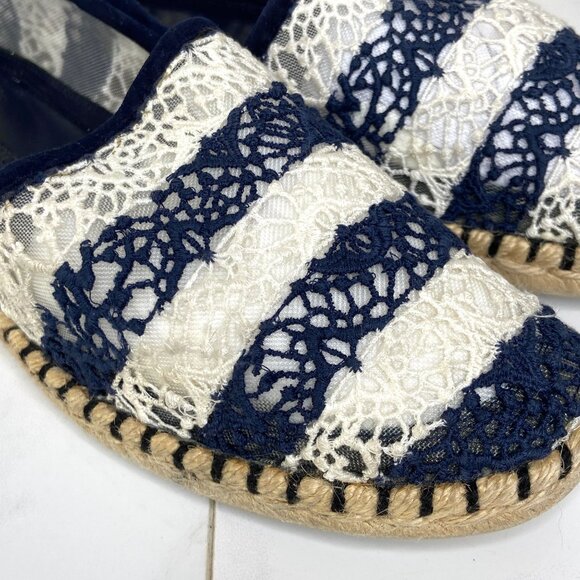 Louis Vuitton Blue & White Striped Crochet Lace Flat SEA BREEZE Espadrilles 36.5 - Picture 8 of 12